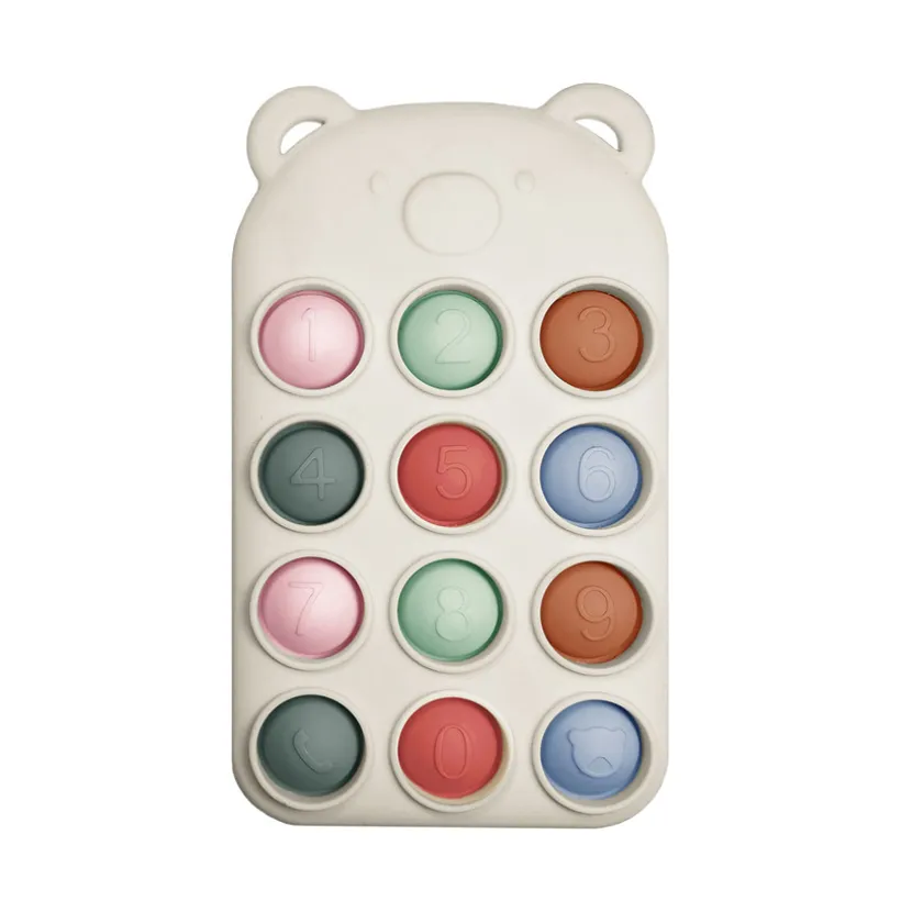 Anneau de dentition - Pop It télécommande - Silicone - Blanc
