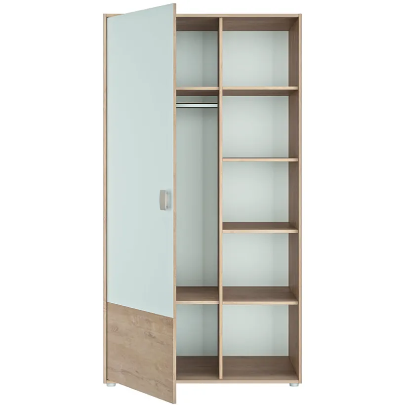 Armoire 1 porte Emma - chêne blond et blanc
