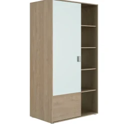 Armoire 1 porte Emma - chêne blond et blanc