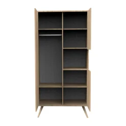 Armoire à 3 portes et 1 niche Seventies aspect chêne doré