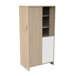 Armoire à 2 portes et niches Tokyo aspect chêne suave/blanc