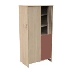 Armoire à 2 portes et niches Tokyo aspect chêne suave/terracotta
