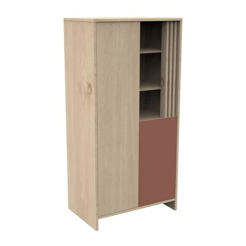 Armoire à 2 portes et niches Tokyo aspect chêne suave/terracotta