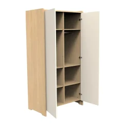 Armoire à 2 portes Vanille aspect chêne miel/meringue