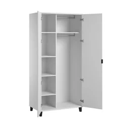 Armoire Simple 2 portes - Blanc / Noir