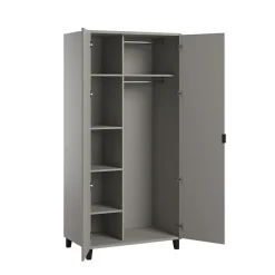 Armoire Simple 2 portes - Gris / Noir