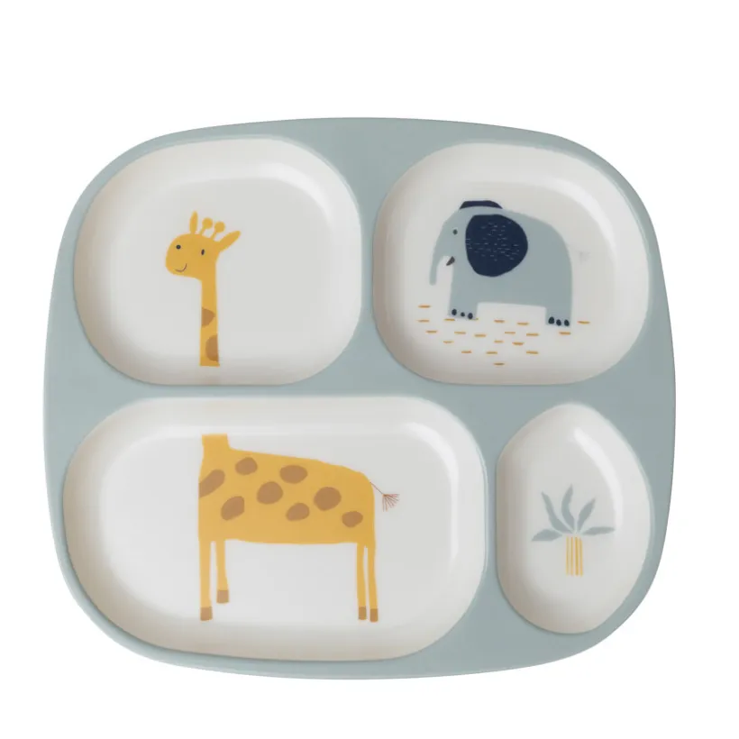 Assiette compartimentée en mélamine Savane bleu
