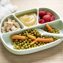 Assiette à 4 compartiments en silicone avec ventouse