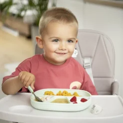 Assiette à 4 compartiments en silicone avec ventouse