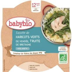 Assiette haricots verts et truite à l'aneth