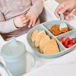 Assiettes avec ventouse et couvercle en silicone Blush
