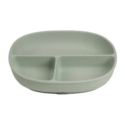Assiette silicone compartimentée avec ventouse et couvercle sage