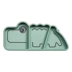 Assiette Stick&Stay en silicone - Croco Vert