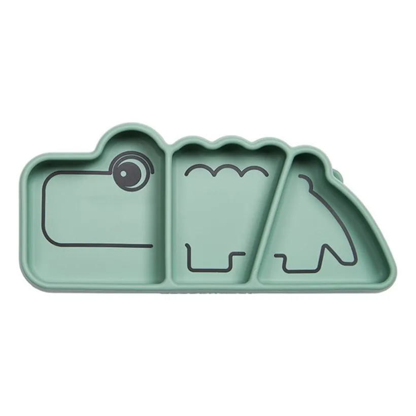 Assiette Stick&Stay en silicone - Croco Vert