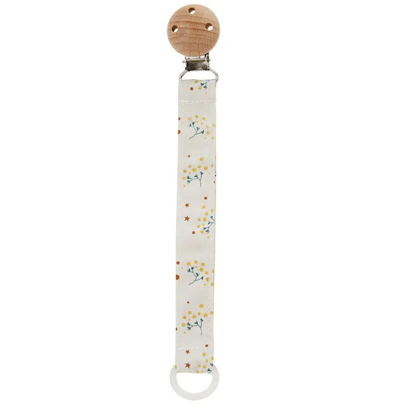 Attache-sucette à clip en bois Fleurs