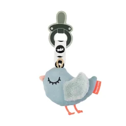 Attache-sucette peluche Oiseau Bleu