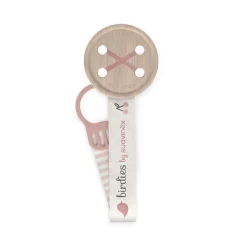 Attache-sucette ruban Birdies rose