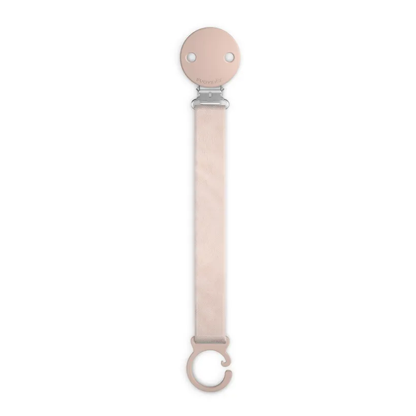Attache-tétine broche ruban tissu Wonder rose clair