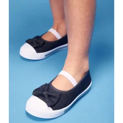 Babies brillantes en toile avec noeud fantaisie pour bébé fille