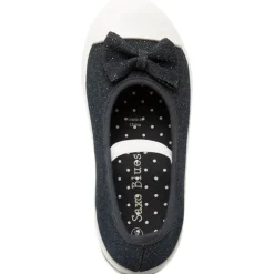 Babies brillantes en toile avec noeud fantaisie pour bébé fille