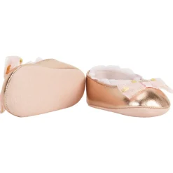 Babies métalisées avec noeud en tulle imprimé coeurs pour bébé fille