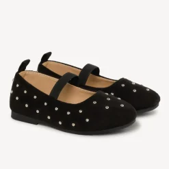 Babies noire avec élastique et rivets argenté pour fille