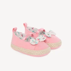 Babies à nœud fleuri et corde tressée pour bébé fille