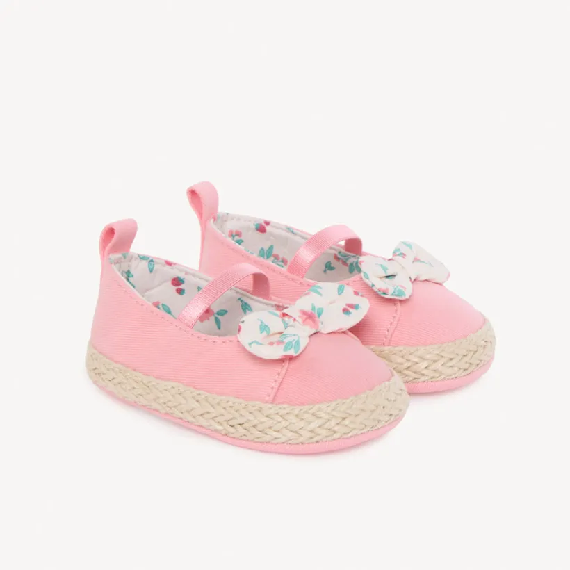 Babies à nœud fleuri et corde tressée pour bébé fille
