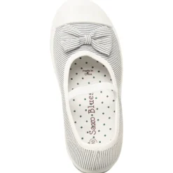Babies rayées en toile avec nœud et lanière élastiquée pour fille