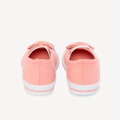 Babies rose clair en toile avec nœud et lanière élastiquée pour fille