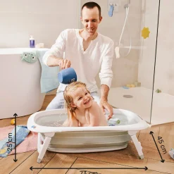 Baignoire pliable avec fond ludique marin bleu