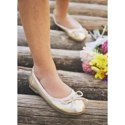 Ballerines dorées effet métallisé avec nœud pour fille