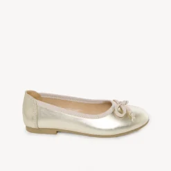 Ballerines dorées effet métallisé avec nœud pour fille