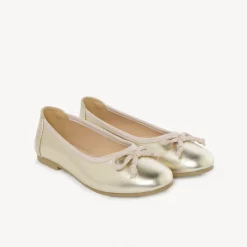 Ballerines dorées effet métallisé avec nœud pour fille