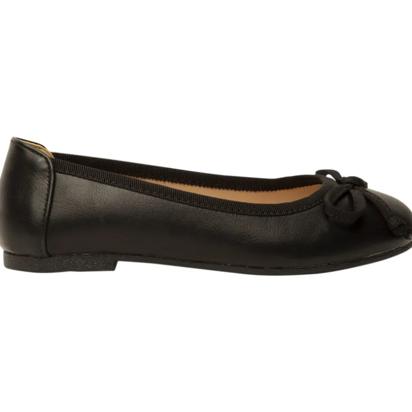 Ballerines noires en simili cuir avec nœud pour fille