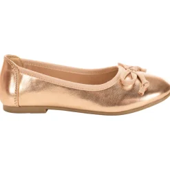 Ballerines rose gold à nœud effet métallisé pour fille