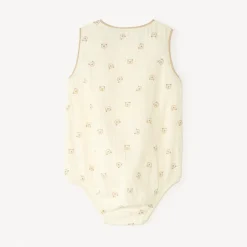 Barboteuse en gaze de coton imprimé ourson pour bébé garçon