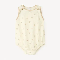 Barboteuse en gaze de coton imprimé ourson pour bébé garçon