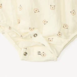 Barboteuse en gaze de coton imprimé ourson pour bébé garçon