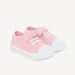 Basket basse en toile Lilas pailletées à scratch et lacets pour fille