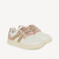 Basket de sport à tripe velcros irisé rose et doré pour fille