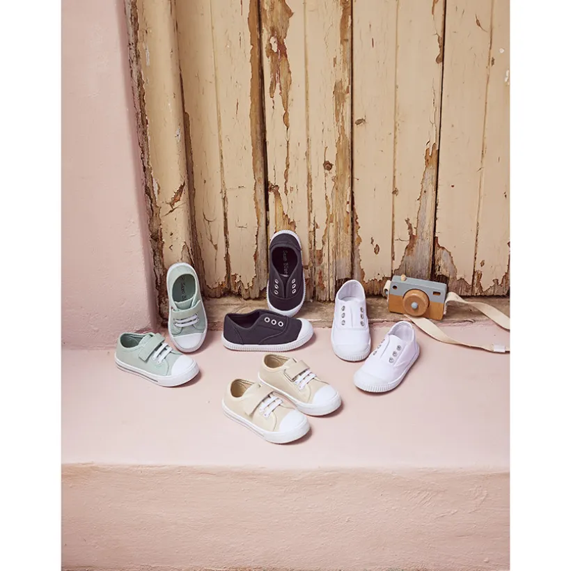 Baskets basses en toile avec lacets élastiques et velcro pour garçon