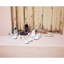 Baskets basses en toile avec lacets élastiques et velcro pour garçon