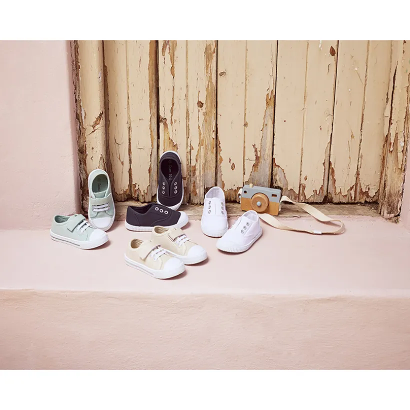 Baskets basses en toile avec lacets élastiques et velcro pour garçon