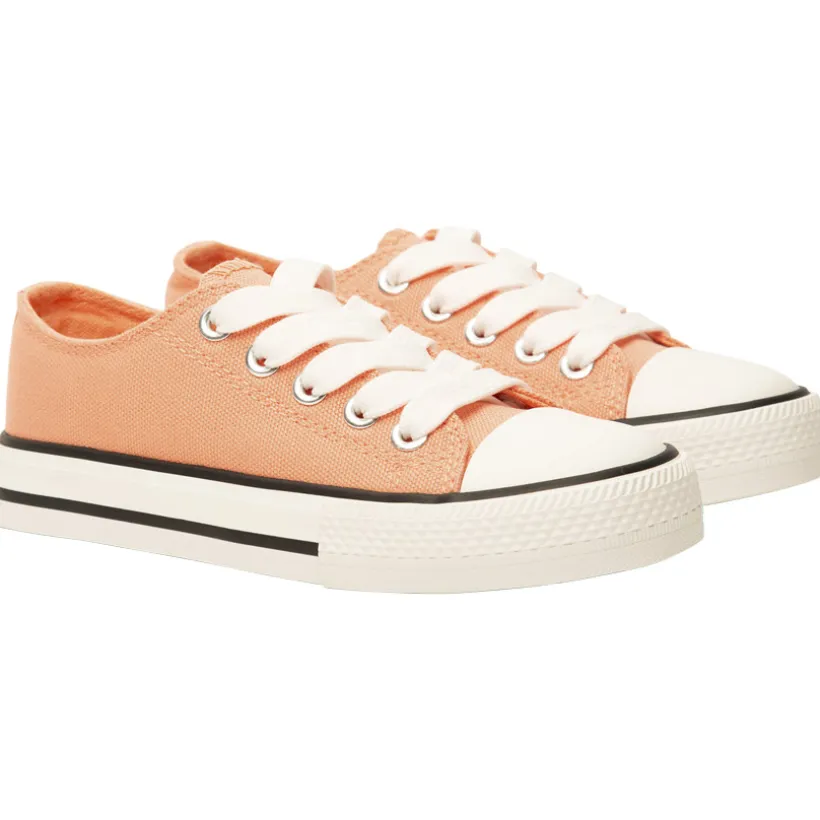 Baskets basses en toile corail avec lacets pour fille