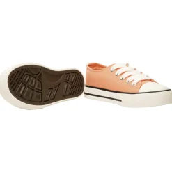 Baskets basses en toile corail avec lacets pour fille