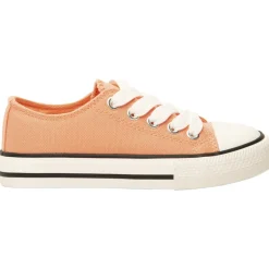 Baskets basses en toile corail avec lacets pour fille