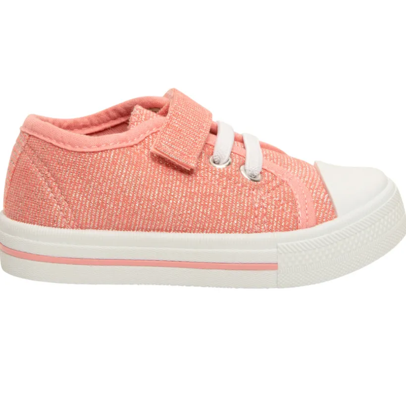 Baskets basses en toile lacets élastiqués et scratch pour bébé fille