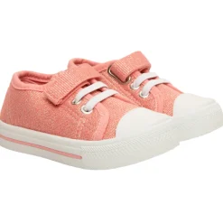 Baskets basses en toile lacets élastiqués et scratch pour bébé fille
