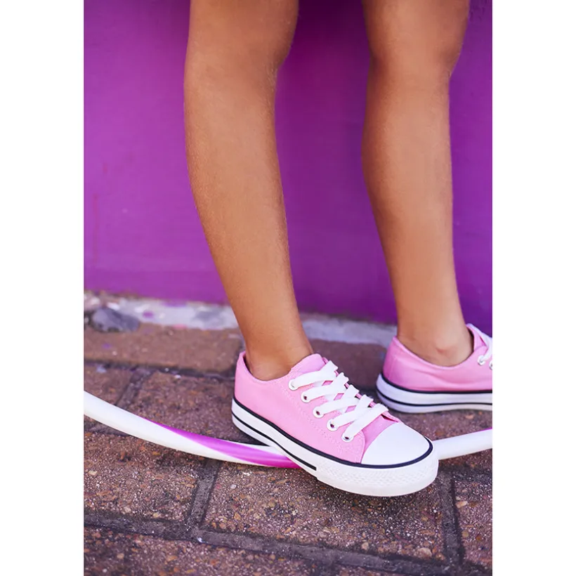 Baskets basses en toile roses avec lacets pour fille